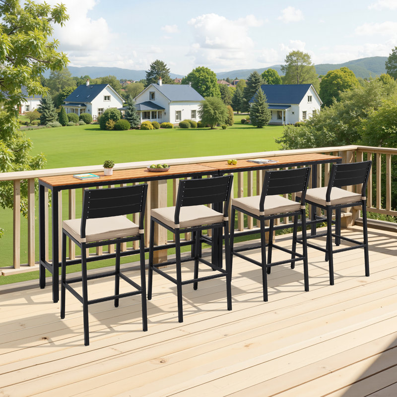 Table de bar rectangulaire en métal pour l'extérieur (ensemble de 2), Brun, H 37,09 po x l 55,12 po x P 15,67 po