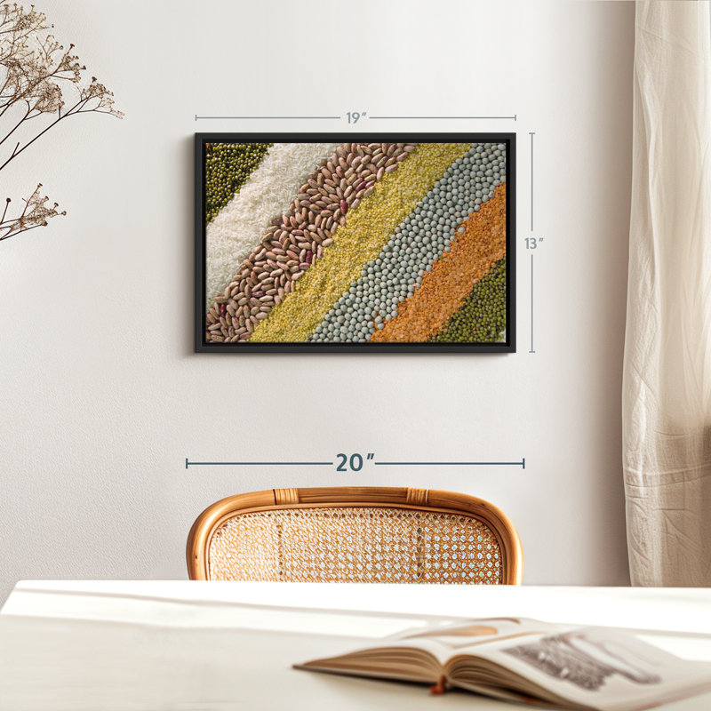 Impression sur toile de haricots secs colorés, H 13 po x l 19 po
