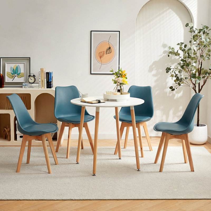 4 - Person Dining Set, White, Aegean Blue