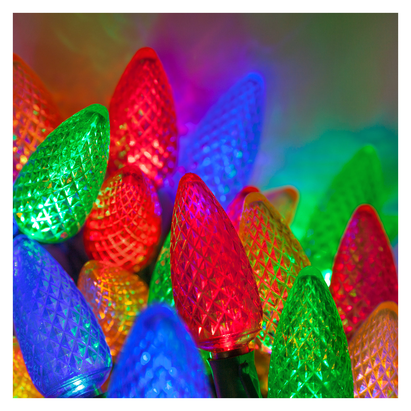 C9 LED Christmas String Light, Multicolor, 17' L, 25