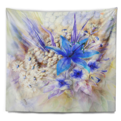 Fleurs feuilles aquarelle art tapisserie Floral