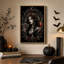 Sorcière avec des cartes de tarot et une bougie rouge, art mural d'Halloween-257895860