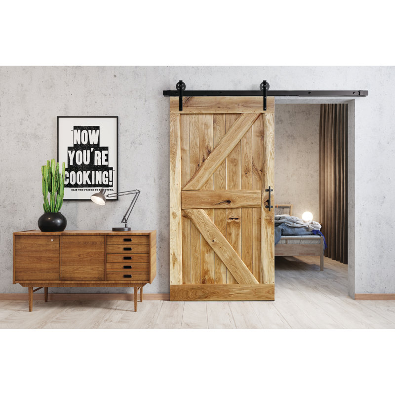 Virpi Solid Oak Barn Doors, 210cm H x 100cm W x 4cm D, Natural Oil
