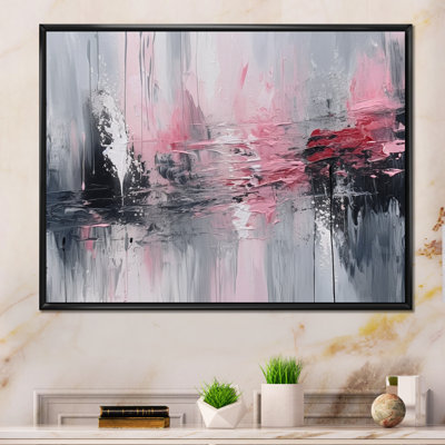 «Evolving Shapes In Pink Marble IV», art mural encadré abstrait géométrique