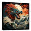 Dragon japonais sur la vague au large de Kanagawa I - Dragons, art mural-748857041-748857040