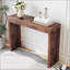 Élégante table de bar en bois de noyer naturel avec tiroirs doubles, parfaite pour une maison moderne et un comptoir de bar