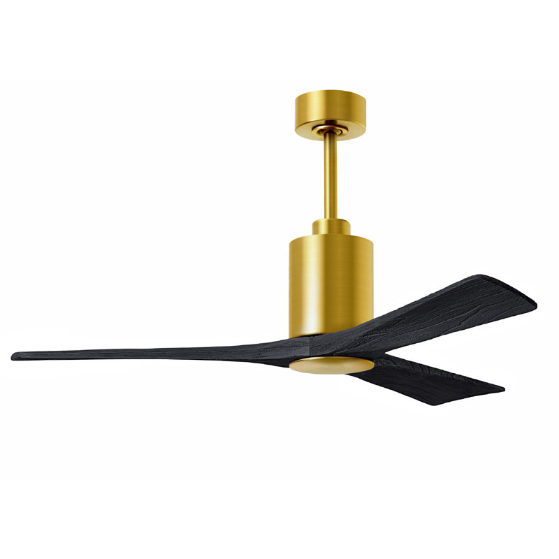 Patricia LED Downrod Ceiling Fan, Matte Black, Brushed Brass, 52"