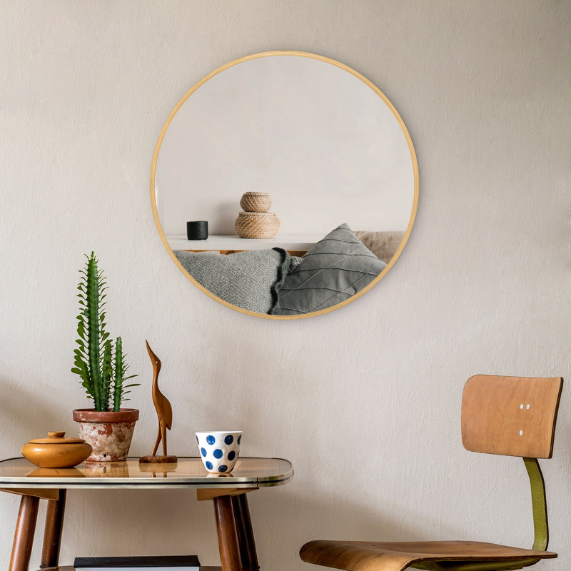Miroir mural moderne à cadre rond, 36 po x 36 po, Or