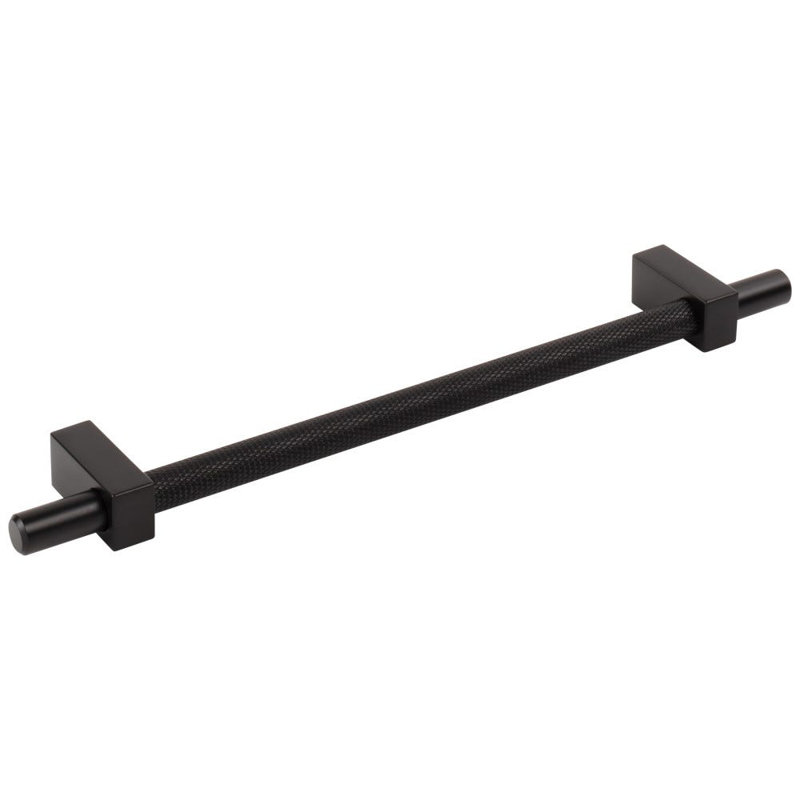 Larkin 3 Knurled Center Bar Pull, Matte Black, 12"