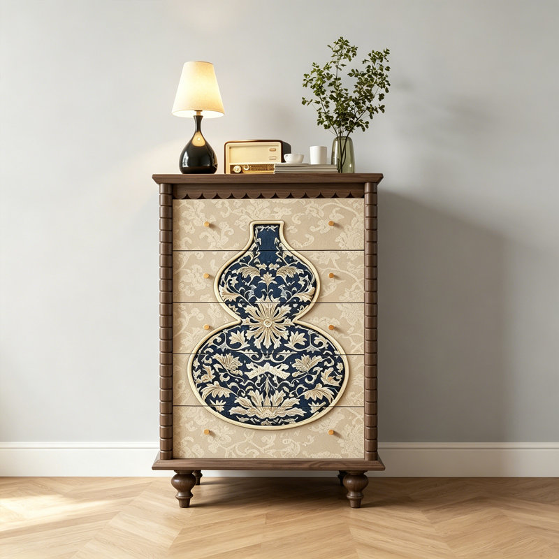 Commode à tiroirs en bois massif de style français, Noyer