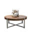 Table basse 31,4 po ronde, grain de bois naturel avec base en métal moderne, multi-usage pour le salon