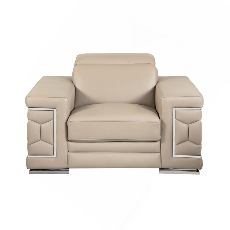 Chaise en cuir fleur, Beige
