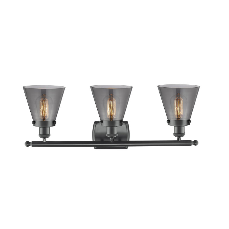 Éclairage pour meuble-lavabo à 3 lumières 26 "Ballone Urban Cone, Fumé, Noir mat, Incandescent