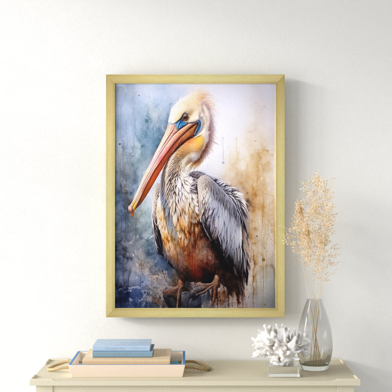 Majestic Pelican I - Imprimé, H 40 po x l 30 po x P 1,5 po, Cadre doré à une seule photo