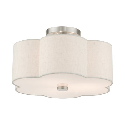 Copper Linen Blend Semi Flush Mount