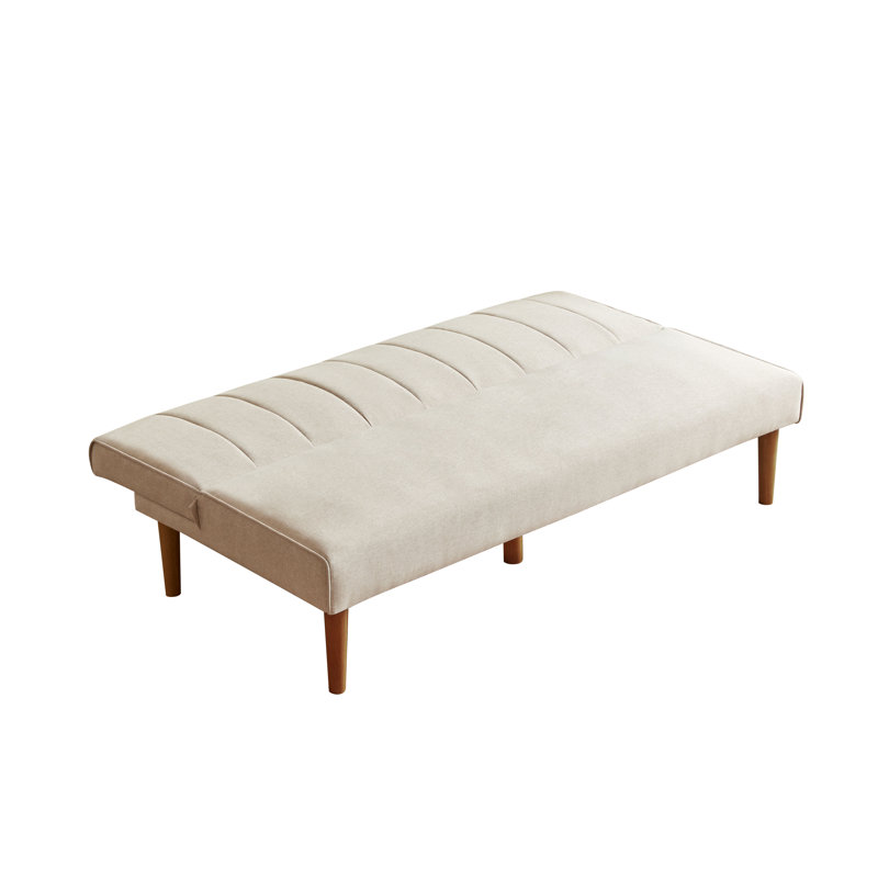 Bergen 66" Upholstered Convertible Futon Sofa,  Beige Woven