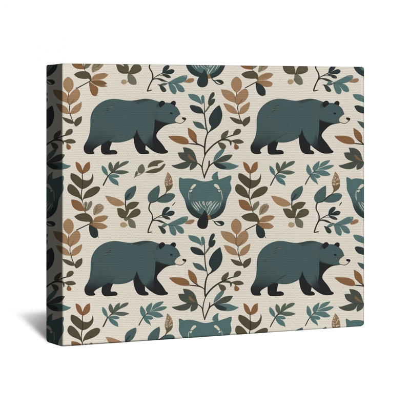 Toile tendue avec motif de feuillage d'ours en plusieurs tailles, 24 po x 36 po