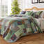 Ensemble de courtepointe très grand 3 pièces Greenland Home Fashions Jasmin Jade 105 x 95 + 20 x 36 (2)-2122410188