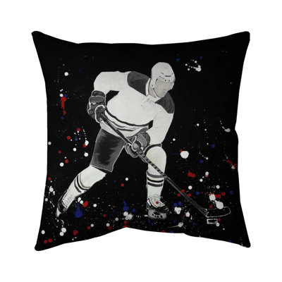 Hockey player ready for action - 16"x16" Throw pillow cover - Poly twill - Print on demand