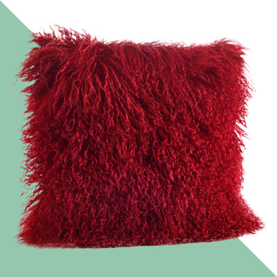 Coussin décoratif carré avec sa housse en laine d'agneau Iyana