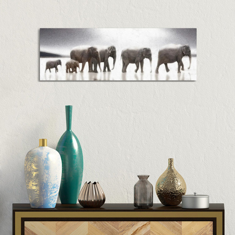 Elephant Mirage by Noah Bay - Wrapped Canvas Panoramic Print, 30.48 cm H x 91.44 cm W x 1.91 cm D