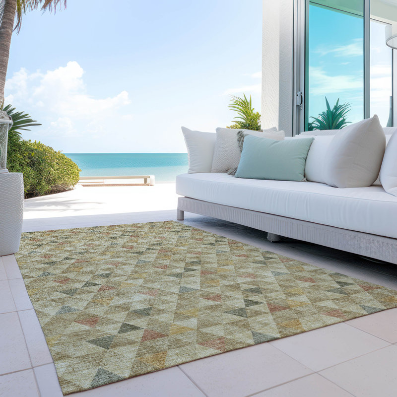 Itzayana Geometric Indoor / Outdoor Rug, Rectangle 3' x 5'