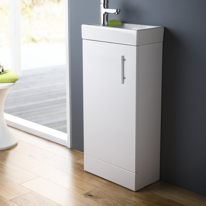 Vault 400mm Bathroom Vanity with Integrated Ceramic Basin, Gloss White