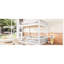 Lit superposé double blanc avec garde-corps, lattes en bois massif pour le soutien du matelas, grande capacité de poids, lit de style chambre à coucher, fabrication en pin, configuration familiale peu encombrante-130428237