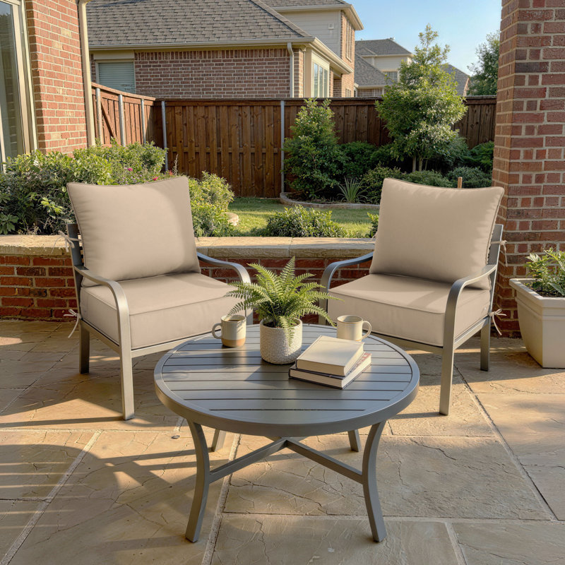 6.5″ Outdoor Replacement Cushion Set, Deep Seating Seat / Back Cushion Set, 24″W X 24″ D, Set Of 2, Sand