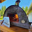 Four à pizza alimenté au bois avec plateau en acier inoxydable-16748877-16748878