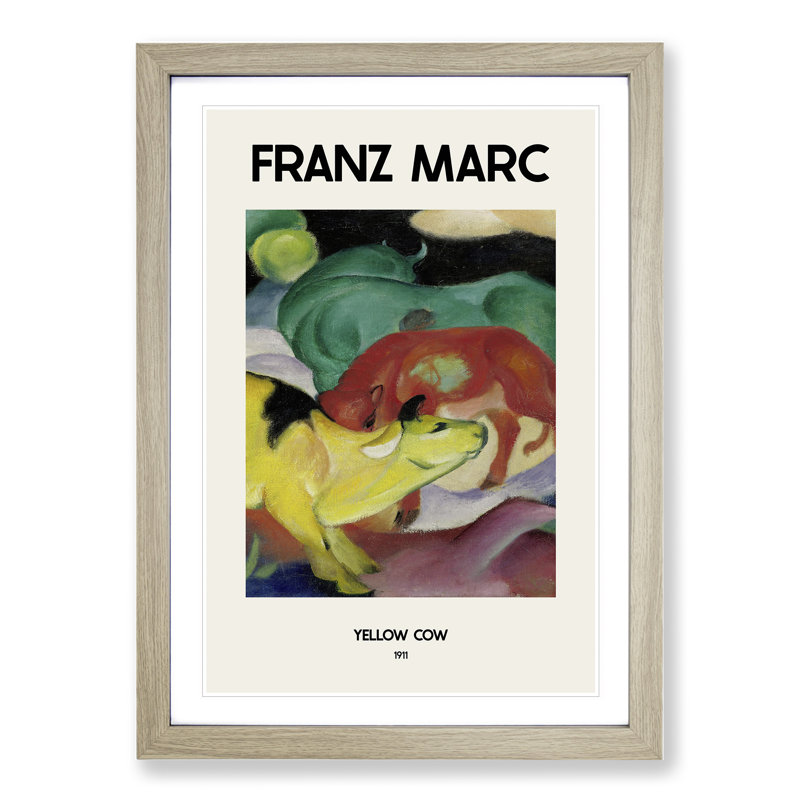 The Yellow Cow Vol.2 by Franz Marc - Picture Frame Painting, 36cm H x 27cm W x 2cm D, Oak Framed
