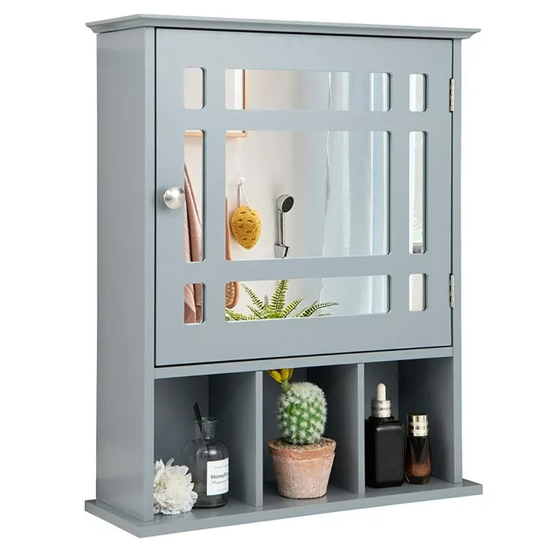 Armoire à pharmacie avec 2 tablettes réglables Alyxandrea, gris