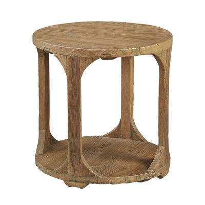 Pamlico Solid Wood Floor Shelf End Table with Storage