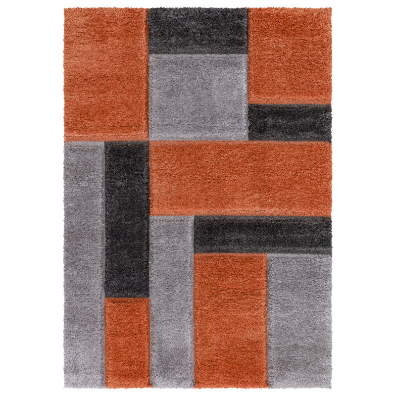 Geometric Shaggy Area Rug, Rectangle 203 x 381 cm