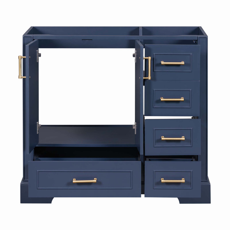 Meuble-lavabo simple 35,4 po avec plateau Daycen, Bleu marine
