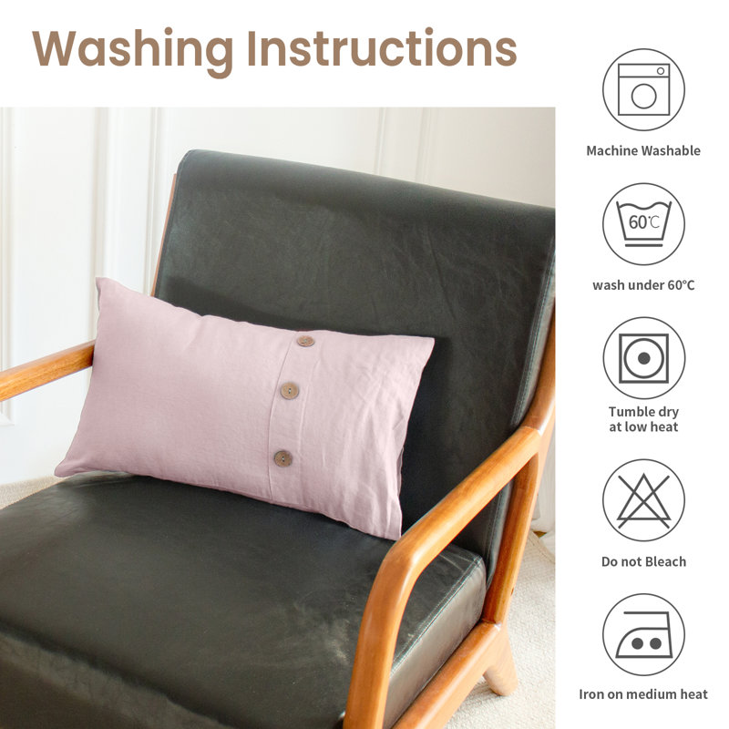 Housse de coussin 100% lin 12 x 20 pouces, Rose brossé