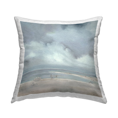 Clouded Beach Horizon Outdoor Printed Pillow by Liz Jardine