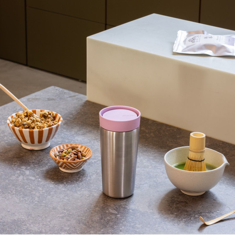 Brabantia Make & Take Insulated Cup, Medium, 12.2 fl oz (360 ml), Stainless Steel, 12.2 Oz, Lilac Pink