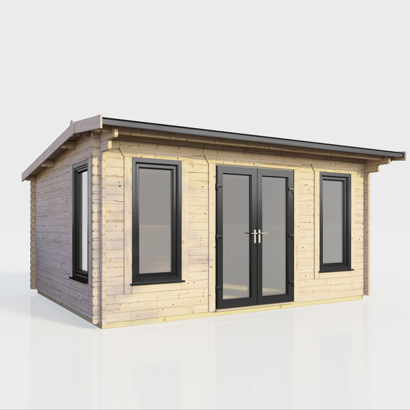 Powersheds 16 x 10ft Apex Log Cabin, Doors Central - 44mm