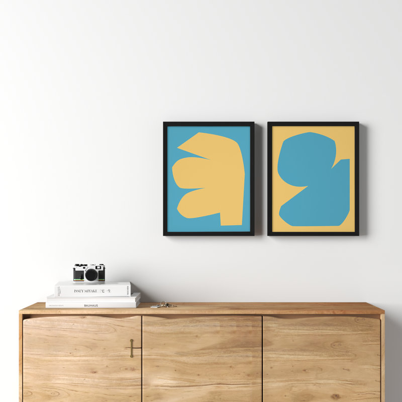 Blue Study. Set Of 2 by Michael Kempen, Black Framed, 16" W x 20" H
