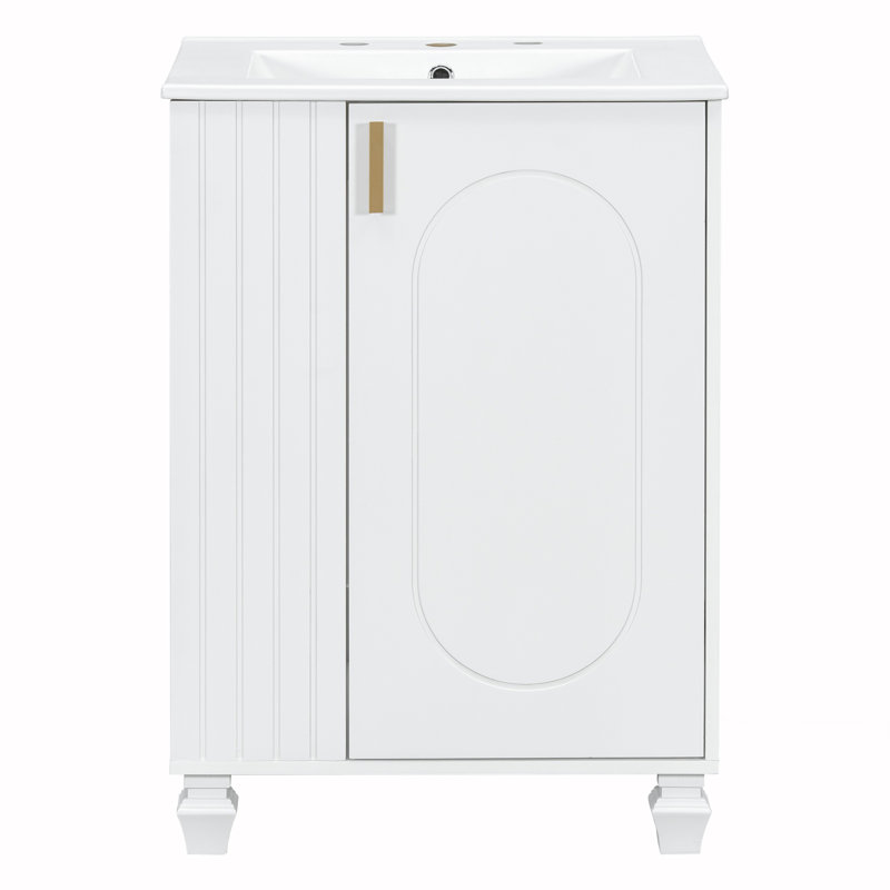 Armoire de salle de bain avec tablette de porte, Blanc