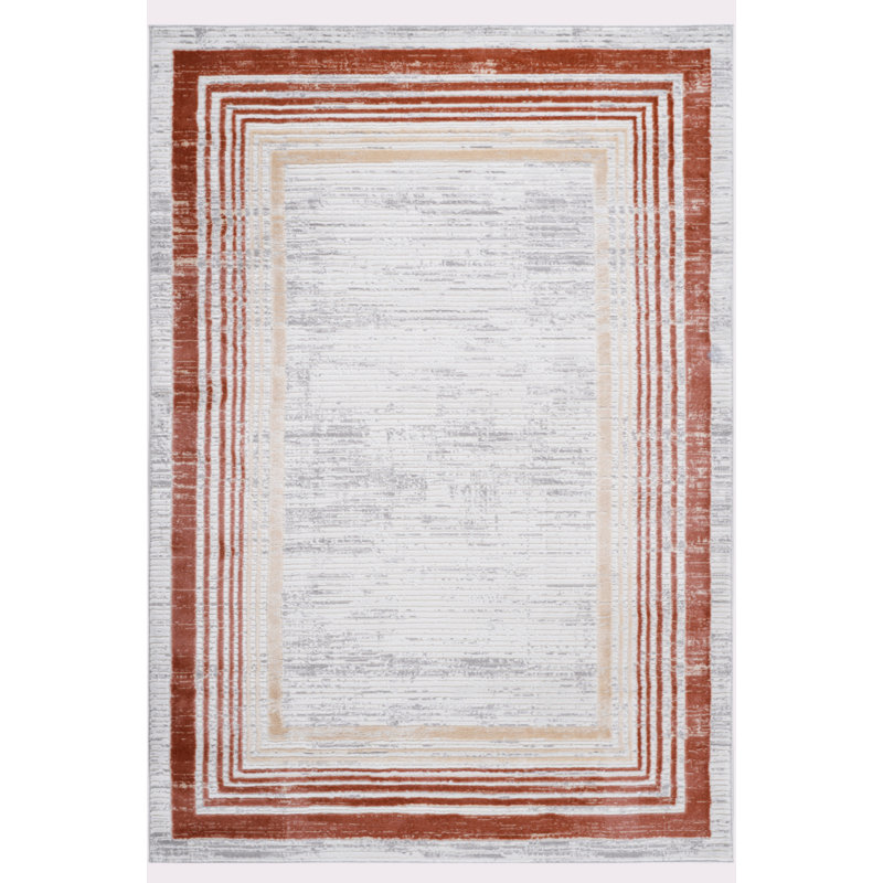 Tapis de salle à manger brun / bordé de collection Collection, Rectangle 7 pi 9 po x 10 pi