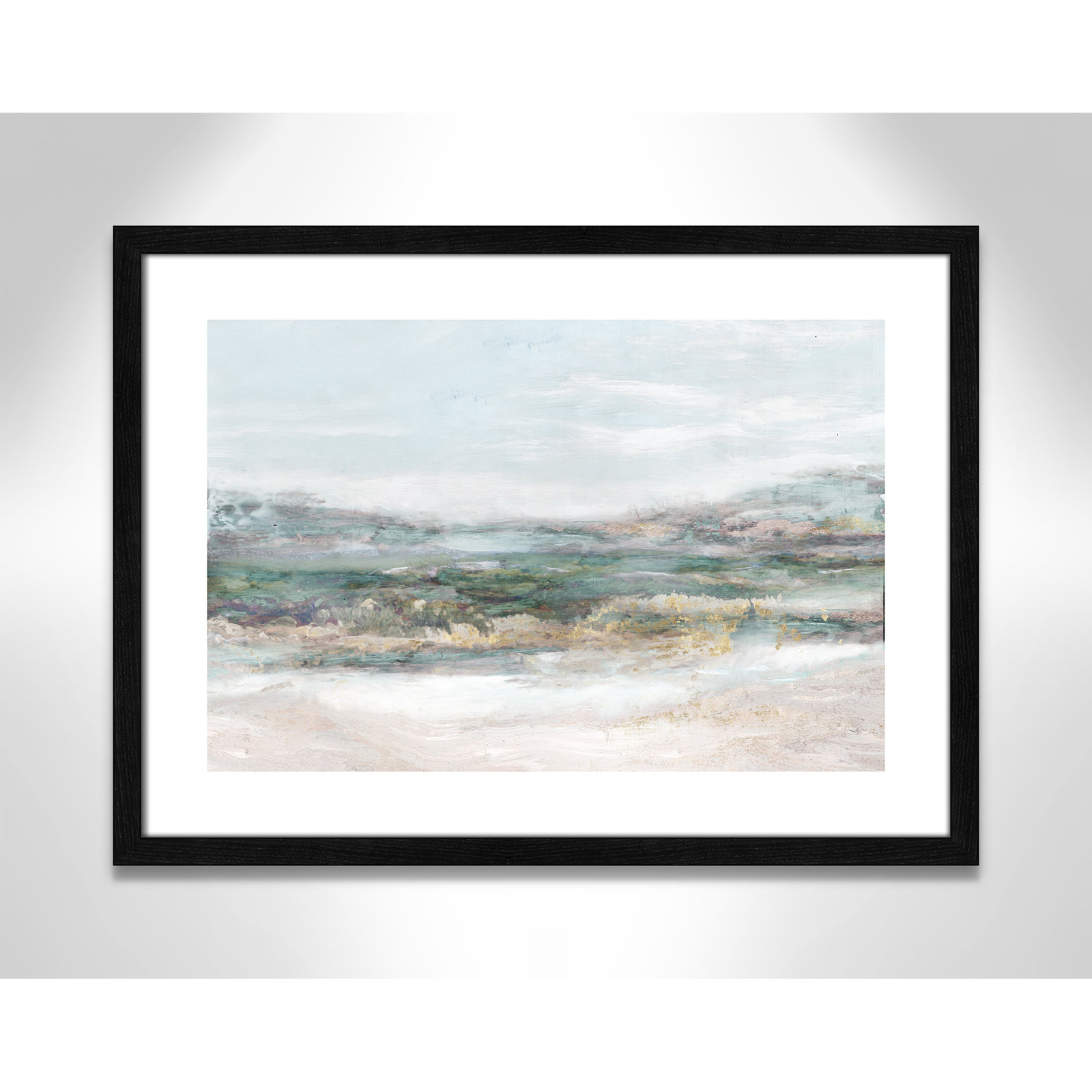 Dazzling by Matina Theodosiou - Painting Print on Canvas, White, 17" H x 23" W x 0.75" D, Black Wood Grain Framed Paper