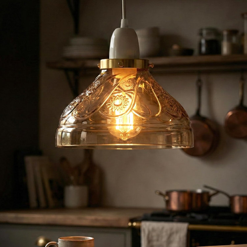 9cm H Glass Lamp Shade ( Screw On ), Brown