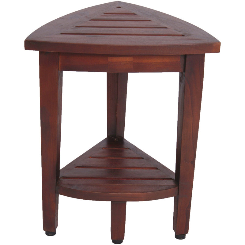Ripley Teak Corner Shower Bench, Brown, 18" H x 15" W x 15" D