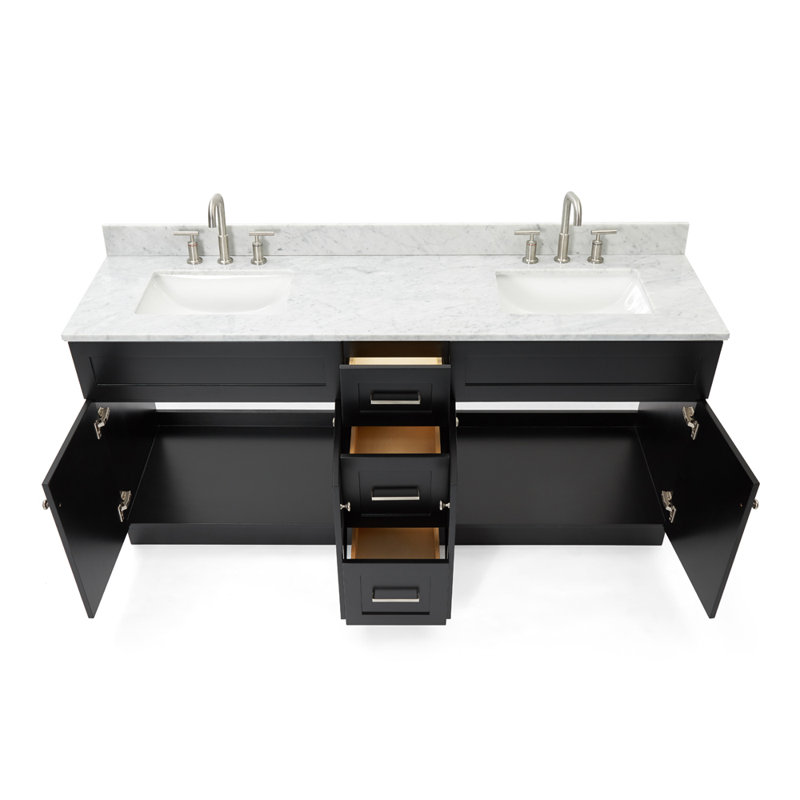 Ensemble de meuble-lavabo double 73 po Partham, Noir