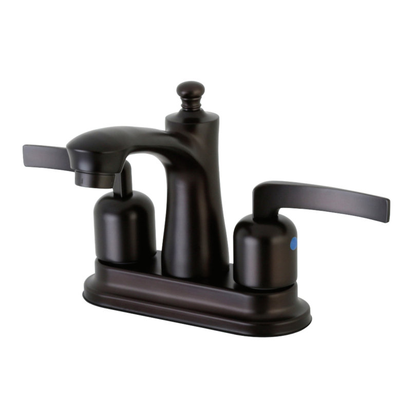 Kingston Brass Centurion Two-Handle 3-Hole Deck Mount 4" Centerset Bathroom Faucet with Plastic Pop-Up, Oil Rubbed Bronze