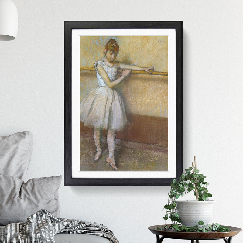 Ballet Ballerina Dancer at the Bar by Edgar Degas - Picture Frame Painting, Black Framed, 36cm H x 27cm W x 2cm D