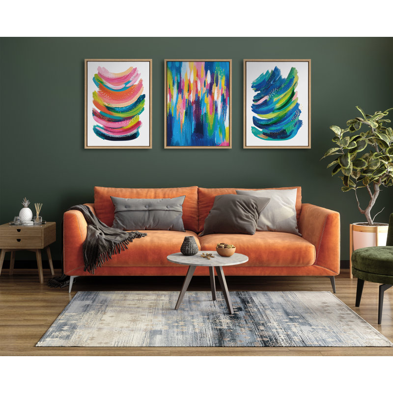Bright Abstract by Jessi Raulet of Ettavee Framed Canvas Wall Art Print, Natural, 24"x18"
