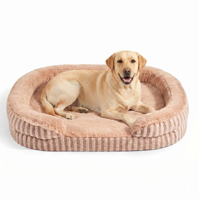 Orthopedic Bolster Dog Sofa Bed, Egg-Crate Memory Foam Pet Couch Bed with Bolster Sides, Waterproof Lining, Removable Washable Cover & Non-Slip Bottom